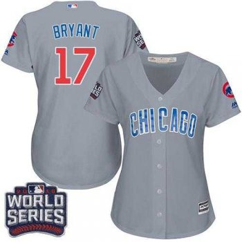 Women's Chicago Cubs #17 Kris Bryant Grey Road 2016 World Series Bound Stitched Baseball Jersey