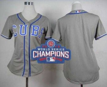 Women's Chicago Cubs Blank Grey Alternate Road 2016 World Series Champions Stitched Baseball Jersey