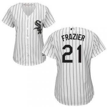 Women's Chicago White Sox #21 Todd Frazier White(Black Strip) Home Stitched MLB Jersey