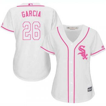 Women's Chicago White Sox #26 Avisail Garcia White Pink Fashion Stitched MLB Jersey