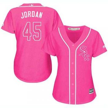 Women's Chicago White Sox #45 Michael Jordan Pink Fashion Stitched MLB Jersey