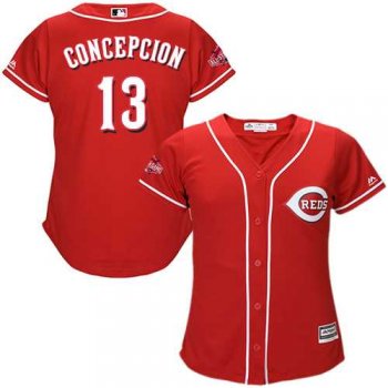 Women's Cincinnati Reds #13 Dave Concepcion Red Alternate Stitched MLB Jersey