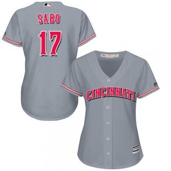 Women's Cincinnati Reds #17 Chris Sabo Grey Road Stitched MLB Jersey