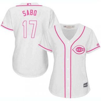 Women's Cincinnati Reds #17 Chris Sabo White Pink Fashion Stitched MLB Jersey