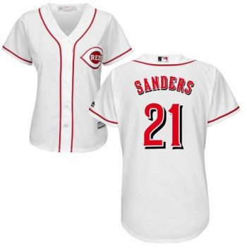 Women's Cincinnati Reds #21 Reggie Sanders White Home Stitched MLB Jersey