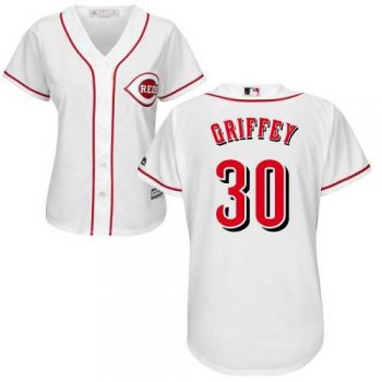 Women's Cincinnati Reds #30 Ken Griffey White HomeStitched MLB Jersey