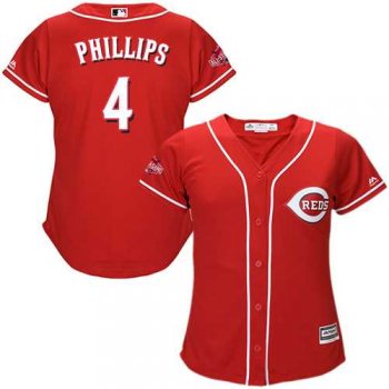 Women's Cincinnati Reds #4 Brandon Phillips Red Alternate Stitched MLB Jersey