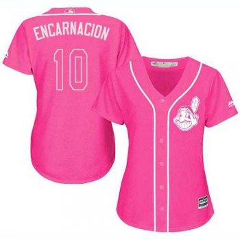 Women's Cleveland Indians #10 Edwin Encarnacion Pink Fashion Stitched MLB Jersey