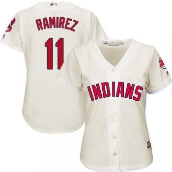 Women's Cleveland Indians #11 Jose Ramirez Cream Alternate Stitched MLB Jersey