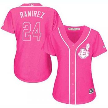 Women's Cleveland Indians #24 Manny Ramirez Pink Fashion Stitched MLB Jersey