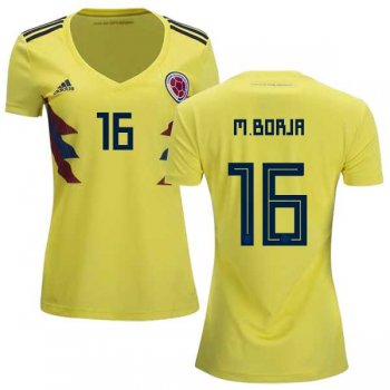 Women's Colombia #16 M.Borja Home Soccer Country Jersey