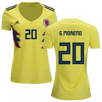 Women's Colombia #20 G.Moreno Home Soccer Country Jersey