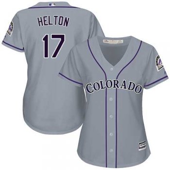 Women's Colorado Rockies #17 Todd Helton Grey Road Stitched MLB Jersey