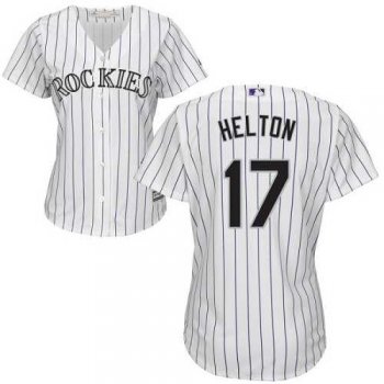 Women's Colorado Rockies #17 Todd Helton White Strip Home Stitched MLB Jersey