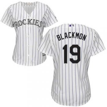 Women's Colorado Rockies #19 Charlie Blackmon White Strip Home Stitched MLB Jersey