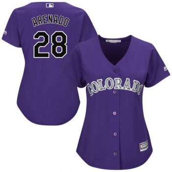 Women's Colorado Rockies #28 Nolan Arenado Majestic Purple Alternate Cool Base Jersey