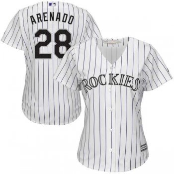 Women's Colorado Rockies #28 Nolan Arenado Majestic White Purple Home Cool Base Jersey