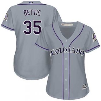 Women's Colorado Rockies #35 Chad Bettis Grey Road Stitched MLB Jersey