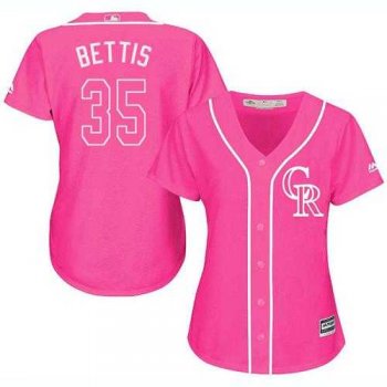 Women's Colorado Rockies #35 Chad Bettis Pink Fashion Stitched MLB Jersey