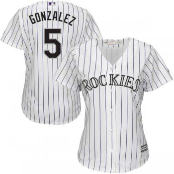 Women's Colorado Rockies #5 Carlos Gonzalez Majestic White Home Cool Base Jersey