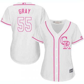 Women's Colorado Rockies #55 Jon Gray White Pink Fashion Stitched MLB Jersey