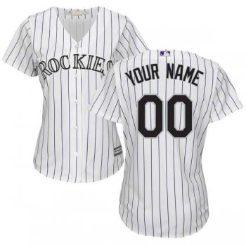 Women's Colorado Rockies Majestic White Purple Home Cool Base Custom Jersey