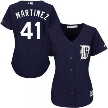 Women's Detroit Tigers #41 Victor Martinez Navy Blue Alternate Stitched MLB Jersey