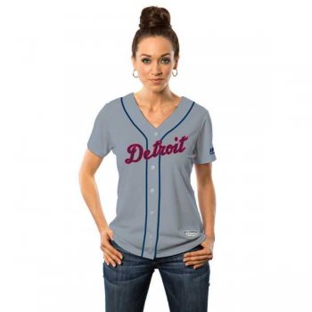 Women's Detroit Tigers Majestic Gray Fashion Stars & Stripes Cool Base Jersey