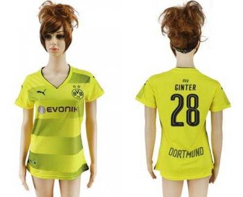 Women's Dortmund #28 Ginter Home Soccer Club Jersey