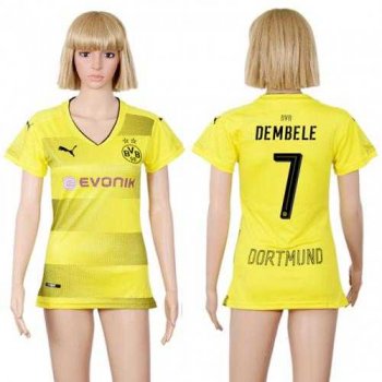 Women's Dortmund #7 Dembele Home Soccer Club Jersey