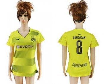 Women's Dortmund #8 Gundogan Home Soccer Club Jersey