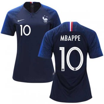 Women's France #10 Mbappe Home Soccer Country Jersey