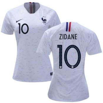 Women's France #10 Zidane Away Soccer Country Jersey