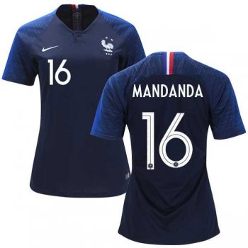 Women's France #16 Mandanda Home Soccer Country Jersey