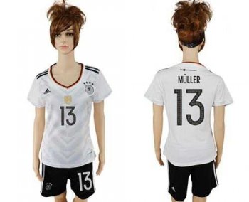 Women's Germany #13 Muller White Home Soccer Country Jersey