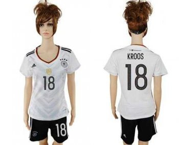 Women's Germany #18 Kroos White Home Soccer Country Jersey