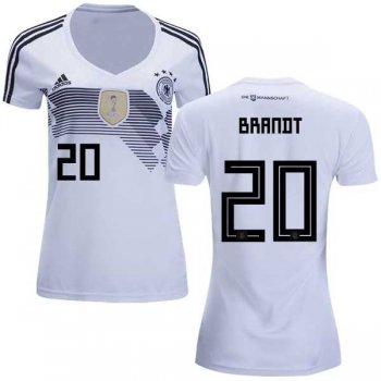 Women's Germany #20 Brandt White Home Soccer Country Jersey