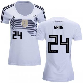 Women's Germany #24 Sane White Home Soccer Country Jersey