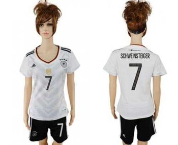 Women's Germany #7 Schweinsteiger White Home Soccer Country Jersey