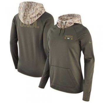 Women's Green Bay Packers Nike Olive Salute to Service Performance Pullover Hoodie