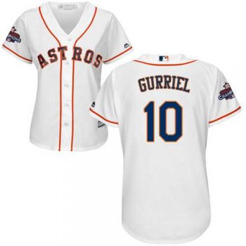 Women's Houston Astros #10 Yuli Gurriel White Home 2017 World Series Champions Stitched MLB Jersey