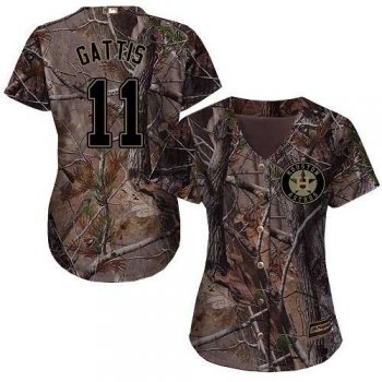 Women's Houston Astros #11 Evan Gattis Camo Realtree Collection Cool Base Stitched MLB