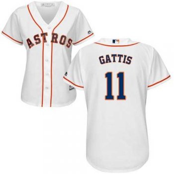 Women's Houston Astros #11 Evan Gattis White Home Stitched MLB Jersey