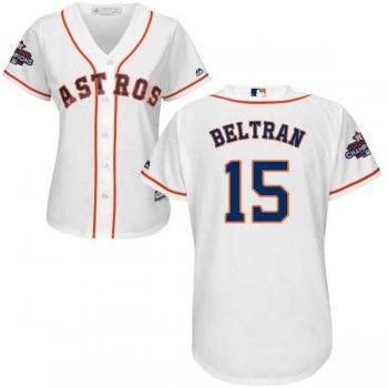 Women's Houston Astros #15 Carlos Beltran White Home 2017 World Series Champions Stitched MLB Jersey