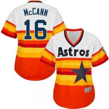 Women's Houston Astros #16 Brian McCann White Orange Alternate Cooperstown Stitched MLB Jersey