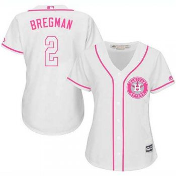 Women's Houston Astros #2 Alex Bregman White Pink Fashion Stitched MLB