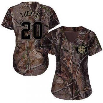 Women's Houston Astros #20 Preston Tucker Camo Realtree Collection Cool Base Stitched MLB