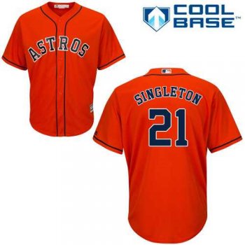 Women's Houston Astros #21 Jon Singleton Orange Alternate Stitched MLB Jersey