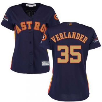 Women's Houston Astros #35 Justin Verlander Navy Blue 2018 Gold Program Cool Base Stitched MLB Jersey