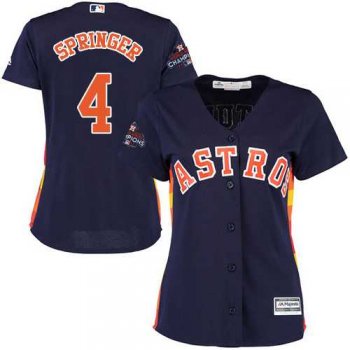 Women's Houston Astros #4 George Springer Navy Blue Alternate 2017 World Series Champions Stitched MLB Jersey